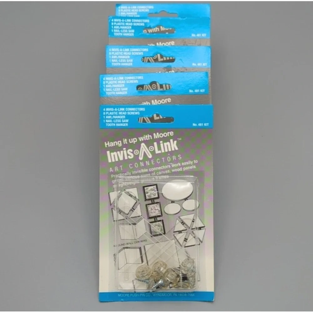 Moore Push Pin Co Invis-a-link Art Connector Group Hang Canvas/Panels/Frames Lot